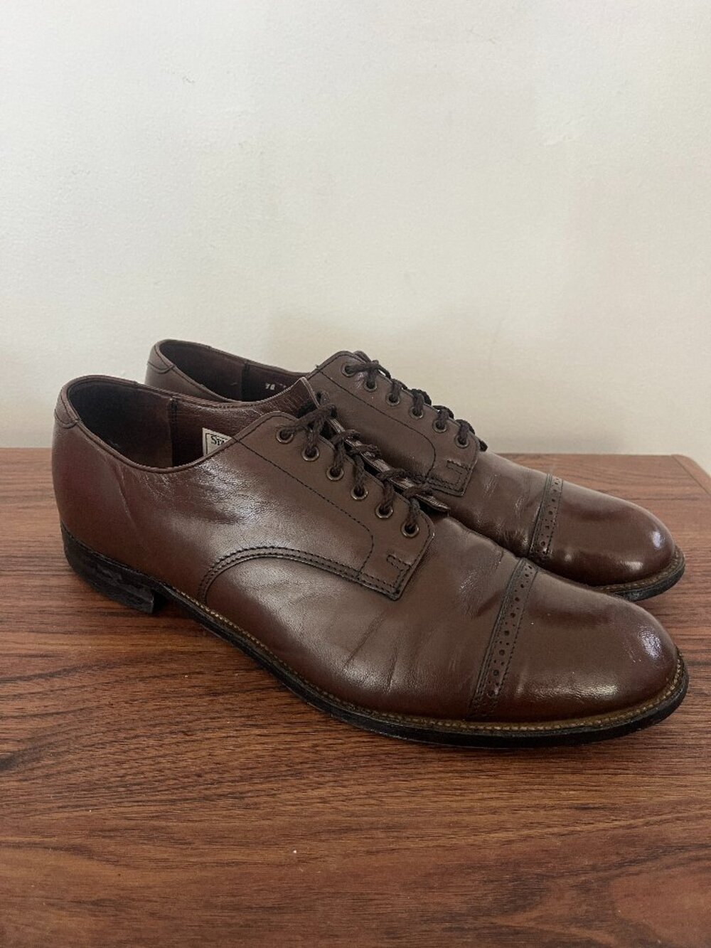 VTG Stacy Adams Men's 10D Brown Leather Oxford Lace Up Professional Work Dapper